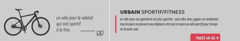 TOUS - Vélo Pour Le Vélotaf Qui Soit Sportif À La Fois offre sur Culture Vélo