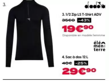 1/2 Zip Ls T-shirt Adv offre à 19,9€ sur City Sport