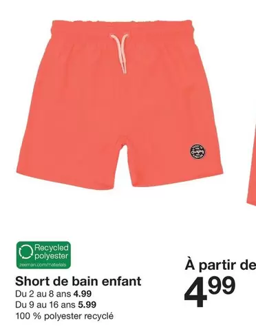 Short De Bain Enfant offre à 4,99€ sur Zeeman