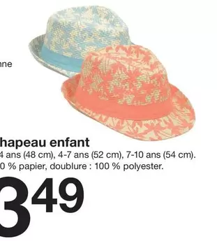 Chapeau Enfant offre à 3,49€ sur Zeeman