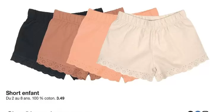 Short Enfant offre à 3,49€ sur Zeeman