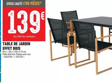 Table De Jardin Effet Bois offre à 139€ sur Brico Cash