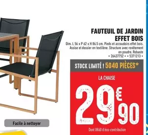 Fauteuil De Jardin Effet Bois offre à 29,9€ sur Brico Cash