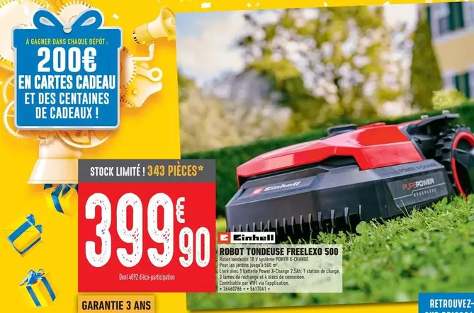 Einhell - Robot Tondeuse Freelexo 500 offre à 399,9€ sur Brico Cash