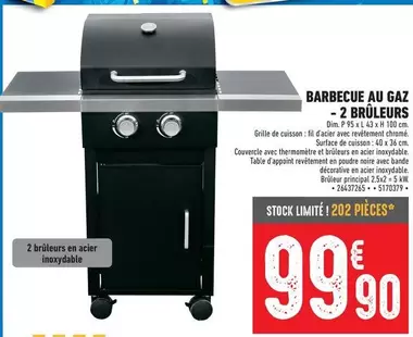Barbecue Au Gaz-2 Brûleurs offre à 99,9€ sur Brico Cash