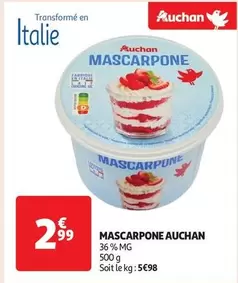 Auchan - Mascarpone offre à 2,99€ sur Auchan Hypermarché