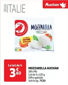 Auchan - Mozzarella offre à 3,6€ sur Auchan Hypermarché