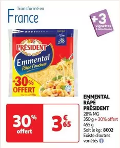 Président - Emmental Râpé offre à 3,65€ sur Auchan Hypermarché