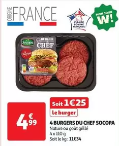 Socopa - 4 Burgers Du Chef offre à 4,99€ sur Auchan Hypermarché