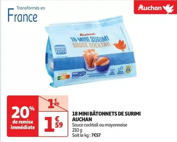 Auchan - 18 Mini Bâtonnets De Surimi offre à 1,59€ sur Auchan Hypermarché