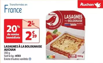 Auchan - Lasagnes A La Bolognaise offre à 2,39€ sur Auchan Hypermarché
