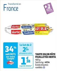 Herta - Tarte En Or Pâte Feuilletée offre à 2,09€ sur Auchan Hypermarché