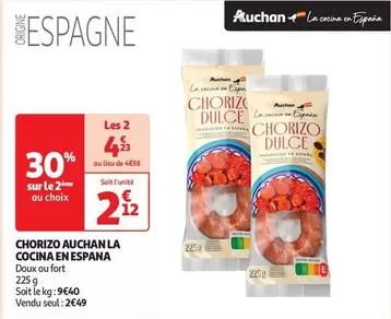 Auchan - Chorizo La Cocina En Espana offre à 2,49€ sur Auchan Hypermarché