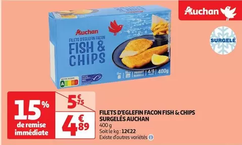 Auchan - Filets D'églefin Façon Fish & Chips Surgelés offre à 4,89€ sur Auchan Hypermarché