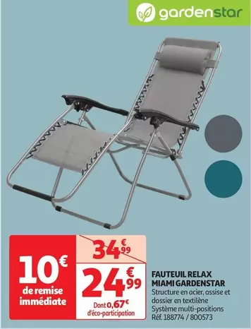 Gardenstar - Fauteuil Relax Miam offre à 24,99€ sur Auchan Hypermarché