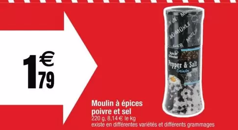 Moulin À Épices Poivre Et Sel offre à 1,79€ sur Cora
