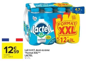 Lactel - Lait U.H.T. Demi-Écrémé "Format Xxl" offre à 12,59€ sur Cora