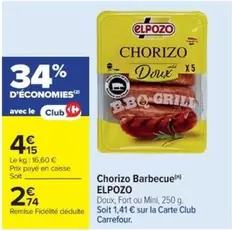 Elpozo - Chorizo Barbecue offre à 2,74€ sur Cora