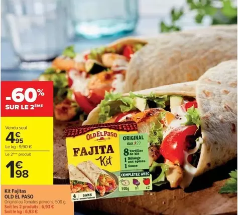 Old El Paso - Kit Fajitas offre à 4,95€ sur Cora