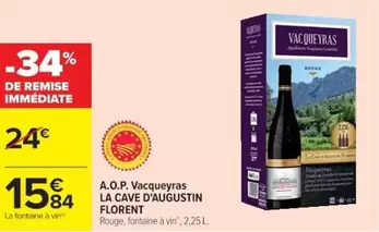 La Cave D'Augustin Florent - A.O.P. Vacqueyras offre à 15,84€ sur Cora