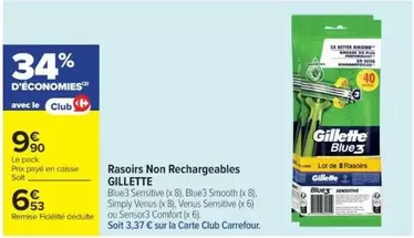 Gillette - Rasoirs Non Rechargeables offre à 6,53€ sur Cora