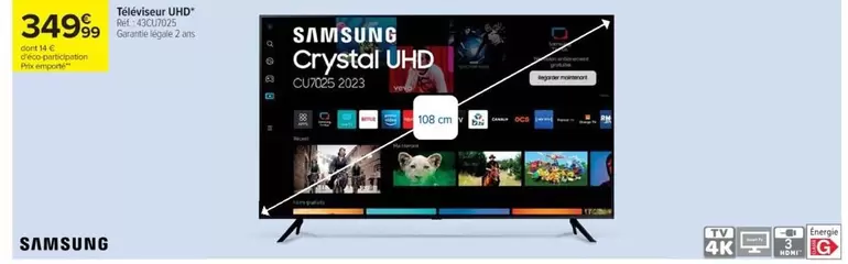 Samsung - Crystal Uhd offre à 349,99€ sur Cora