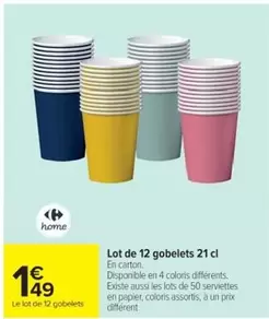 Lot De 12 Gobelets offre à 1,49€ sur Cora