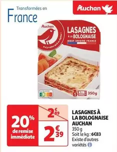 Auchan - Lasagnes À La Bolognaise offre à 2,39€ sur Auchan Supermarché