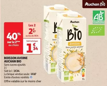 Auchan - Boisson Avoine Bio offre à 1,67€ sur Auchan Supermarché