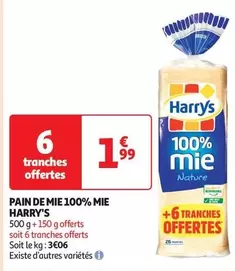 Harry's - Pain De Mie 100% Mie offre à 1,99€ sur Auchan Supermarché