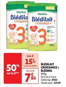 Blédina - Bledilait Croissance + offre à 10,39€ sur Auchan Supermarché