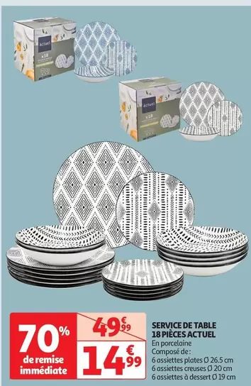 Actuel - Service De Table 18 Pieces offre à 14,99€ sur Auchan Supermarché