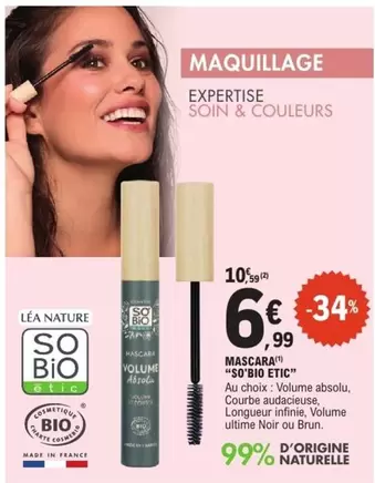 So Bio - Mascara offre à 6,99€ sur E.Leclerc