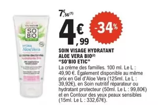 So Bio - Soin Visage Hydratant Aloe Vera Bio offre à 4,99€ sur E.Leclerc