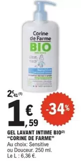 Corine De Farme - Gel Lavant Intime Bio offre à 1,59€ sur E.Leclerc