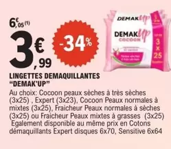 Lingettes Demaquillants "demak" offre à 3,99€ sur E.Leclerc