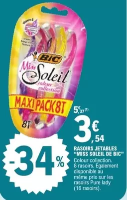 BIC - Rasoirs Jetables "Miss Soleil De " offre à 3,54€ sur E.Leclerc