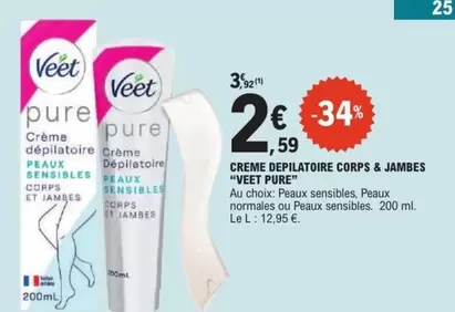 Veet - Creme Depilatoire Corps & Jambes offre à 2,59€ sur E.Leclerc