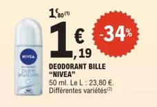 Nivea - Deodorant Bille offre à 1,19€ sur E.Leclerc