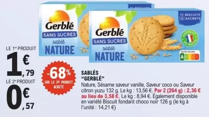 Gerblé - Sablés offre à 1,79€ sur E.Leclerc