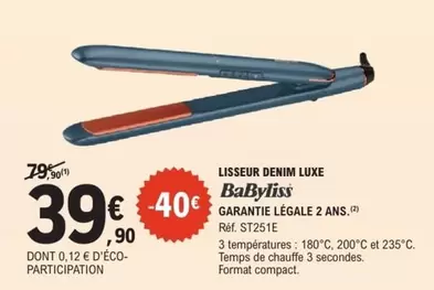 Babyliss - Lisseur Denim Luxe offre à 39,9€ sur E.Leclerc