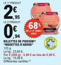 Mouettes D'Arvor - Rillettes De Poisson offre à 2,95€ sur E.Leclerc