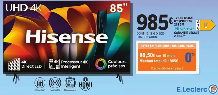 Hisense - Vélo De Cham Éclaire offre à 985€ sur E.Leclerc