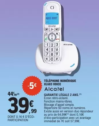 Alcatel - Téléphonie Numérique X1655 Vloice offre à 39,99€ sur E.Leclerc