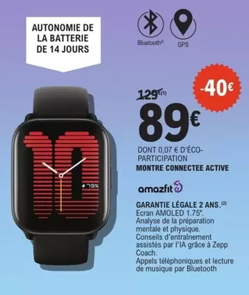 Amazfit - Autonomie De La Batterie De 14 Jours offre à 89€ sur E.Leclerc