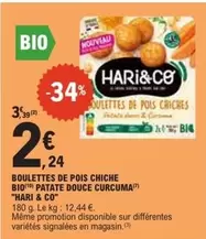 Hari & Co - Boulettes De Pois Chiche Bio Patate Douce Curcuma offre à 2,24€ sur E.Leclerc