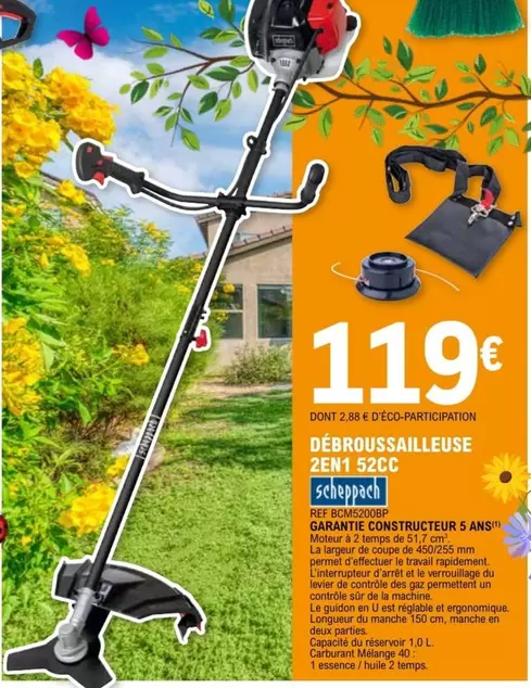 U - Déroussailleuse 2en11 52cc offre à 119€ sur E.Leclerc