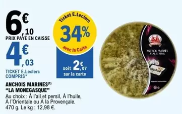 La Monégasque - Anchois Marines offre à 6,1€ sur E.Leclerc
