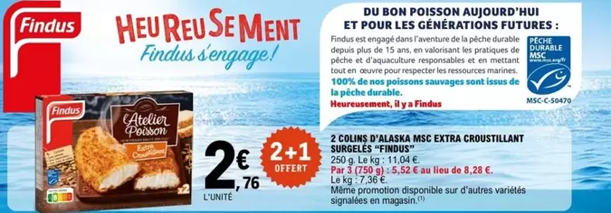 Findus - 2 Colins D'Alaska MSC Extra Croustillant Surgelés offre à 2,76€ sur E.Leclerc