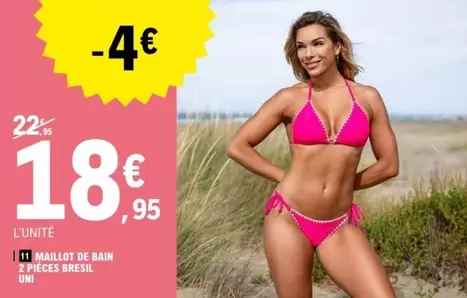 Maillot De Bain 2 Pièces Bresil Uni offre à 18,95€ sur E.Leclerc